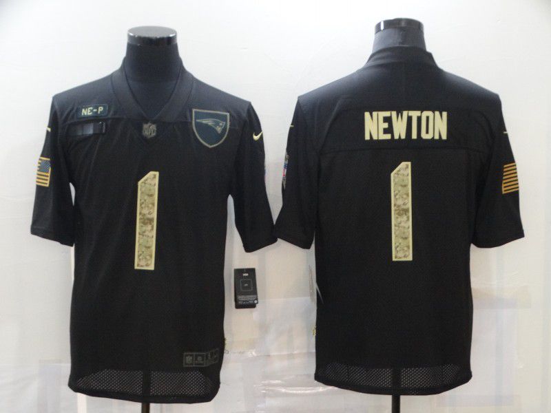 Men New England Patriots #1 Newton Black Camo Lettering 2020 Nike NFL Jersey